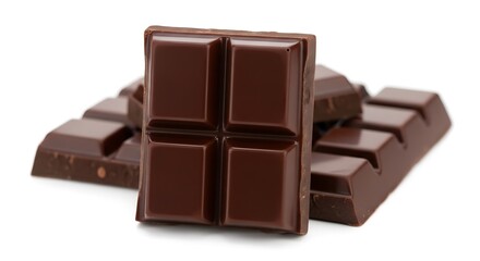 Fototapeta premium A closeup studio shot of a dark chocolate bar, isolated on a white background
