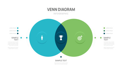 circle venn diagram infographic template 3 area options business infograph vector illustration.