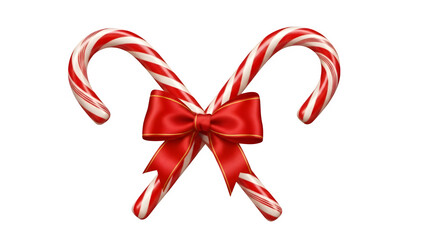 Festive candy canes with red ribbon bow on a black background