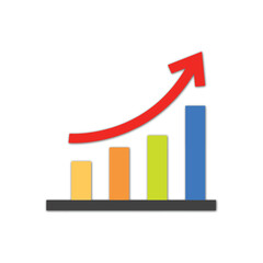 Business Success Graph Chart Vector Icon Illustration with Red arrow