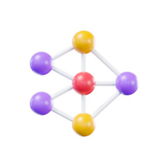 Obraz premium Vibrant 3D abstract network structure with interconnected spheres, representing data flow, complex systems, or technological innovation in computing