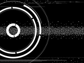 Obraz premium Black and white image of a circle with a white border and pixelated line