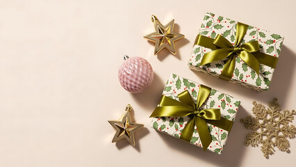 Festive Gift Boxes and Ornaments Celebrating the Holiday Season with Joy and Wonder