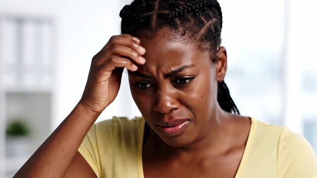 Woman Experiencing Emotional Distress Manifesting on Her Face Showing Multiple Expressions