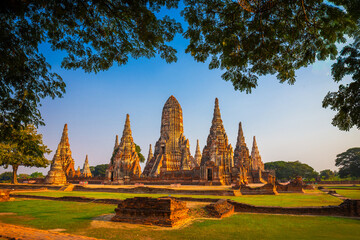 Landscape of Wat Chaiwatthanaram Temple in Buddhist temple Is a temple built in ancient times at Ayutthaya Historical Park near Bangkok. Thailand