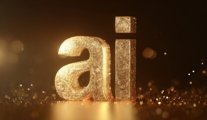 Golden textured letters "ai" rise from sparkling particles on a dark background