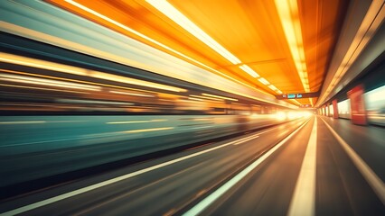 Fototapeta premium An abstract concept of transportation with dynamic motion blur and warm color gradients.