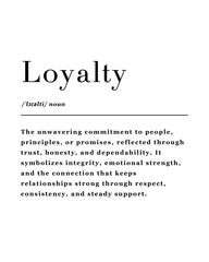 Minimalist Loyalty Quote Poster – Loyalty Means Steadfast Support and Devotion – Inspirational Decor for Home, Office & Living Spaces