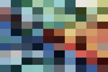 Abstract digital pixel grid background with a vibrant array of solid color blocks, evoking an 8-bit retro gaming aesthetic and modern art.