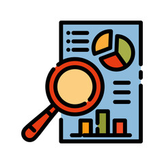 Data analyst filled line color icon. Financial analysis.