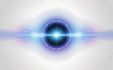 Abstract glowing blue energy portal with light streaks and lens flare effect