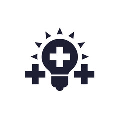 health tips icon with light bulb on white
