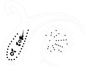 Black and White Mehndi Paisley Floral Vector | Ornamental Line Art Flower Design, Decorative Paisley Motif, Ethnic Floral Ornament, Luxury Monochrome Vector Art