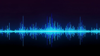 Futuristic Neon Blue Digital Sound Wave Equalizer Display on a Dark Background Showing Audio Frequency Data