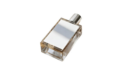 Luxury Clear Glass Perfume Bottle with Golden Amber Liquid and Silver Cap
