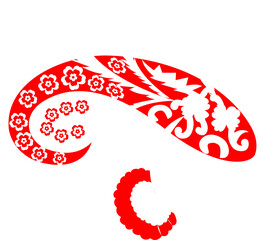 Red Floral Vector Graphics | Paisley & Folk Art Floral Design, Retro Flower Pattern, Decorative Clip Art, Surface Pattern, Greeting Card & Digital Print Background