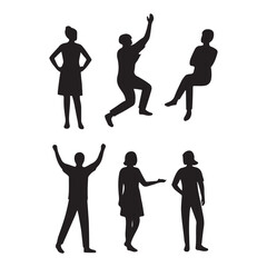 Silhouettes of people in various poses vector
