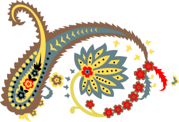 Boho Floral Paisley Vector Art | Colorful Ethnic Pattern, Mandala Floral Illustration, Ornamental Line Art, Fashion Textile Print & Vintage Paisley Design