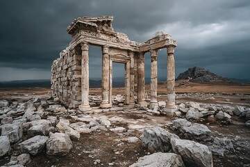Old stone ruins of classical architecture site high resolution picture