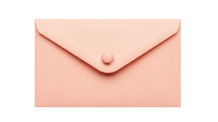 Peach-colored envelope with button closure isolated PNG, stationery for invitations and greetings, elegant design element on transparent background