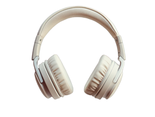 Cream headphones with a transparent background designed for music lovers