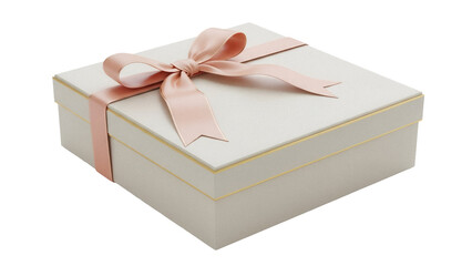 Elegant gift box with pink ribbon isolated PNG, present for special occasions and celebrations on transparent background