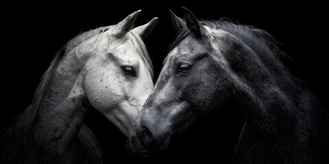 Intimate Equine Embrace: A Captivating Moment of Equestrian Connection