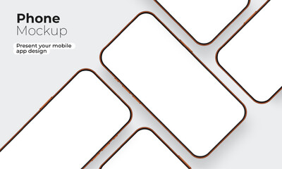 Stylish smartphones mockups with blank screens, ideal for showcasing mobile app interfaces, UI layouts and modern digital designs