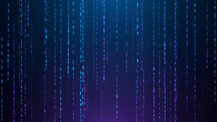 Futuristic digital data stream background forming abstract vertical glowing rain lines effect.
