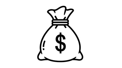 Money bag with dollar sign isolated PNG, sack of cash for finance and banking concepts on transparent background