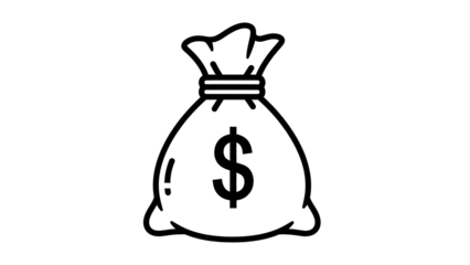 Money bag with dollar sign isolated PNG, sack of cash for finance and banking concepts on transparent background