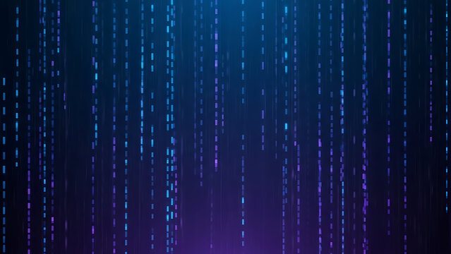 Futuristic digital data stream background forming abstract vertical glowing rain lines effect. - Powered by Adobe