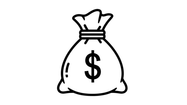 Money bag with dollar sign isolated PNG, sack of cash for finance and banking concepts on transparent background