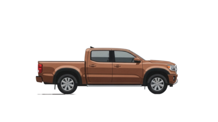 Brown pickup truck PNG isolated on transparent background, vehicle clipart for transportation and automotive design use