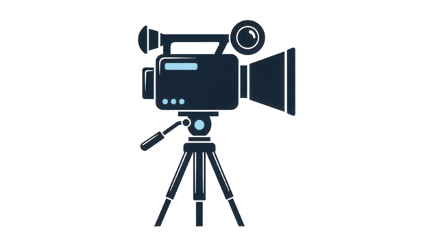 Vintage movie camera isolated PNG on transparent background, classic film equipment for filmmaking and video production projects - Powered by Adobe