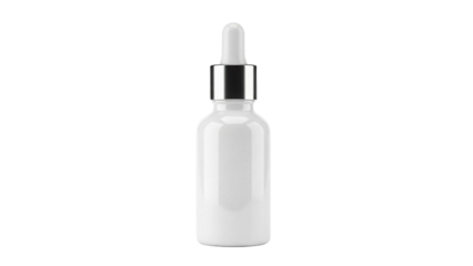 Cosmetic serum bottle with dropper isolated PNG on transparent background, essential oil container for beauty and skincare products