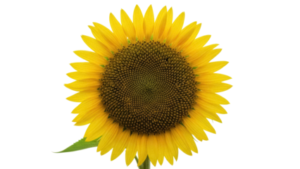 Bright yellow sunflower PNG isolated on transparent background, vibrant summer flower with detailed brown center for design projects