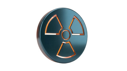 Radioactive symbol PNG isolated on transparent background, radiation warning sign with orange outline for danger and caution concepts