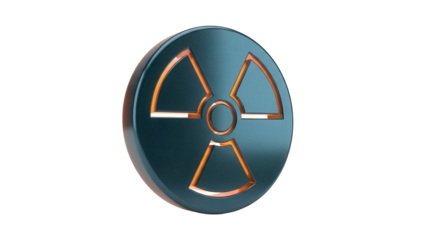 Radioactive symbol PNG isolated on transparent background, radiation warning sign with orange outline for danger and caution concepts