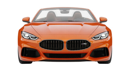Orange sports car PNG isolated on transparent background, modern convertible vehicle for automotive design and transportation concepts
