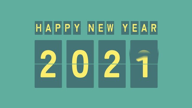 Happy New Year 2026, Split-Flap Display Animation, Green