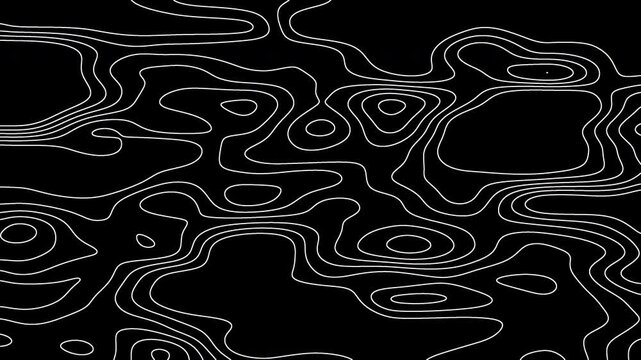 Abstract animation of topographic map contour lines on a clean black background. Ideal for presentations, motion graphics and design projects. Abstract background animation 4k video