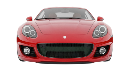 Red sports car PNG isolated on transparent background, modern vehicle for transportation and automotive design