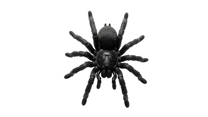 Black hairy spider PNG isolated on transparent background, creepy Halloween decoration element for graphic design and web projects