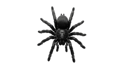 Black hairy spider PNG isolated on transparent background, creepy Halloween decoration element for graphic design and web projects