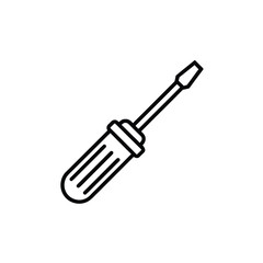 Simple line drawing of a screwdriver isolated on white background