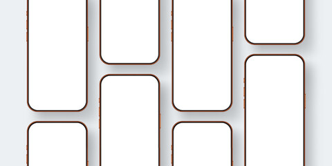 Blank smartphone screens for showing mobile app and UI design