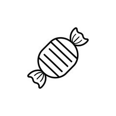 Striped candy wrapped in foil isolated on white background