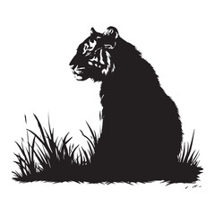 silhouette of a tiger on white background