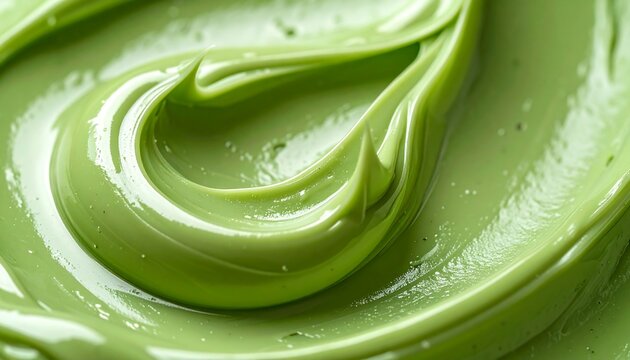 緑のクリームが渦状に広がる抹茶を思わせる滑らかな壁紙背景